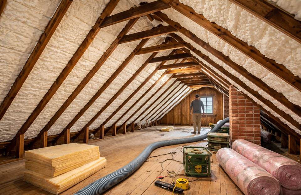 Older home with insulation in attic
